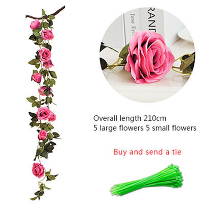 FUNNYBUNNY Fake Rose Vine Flowers Plants Artificial Flower Hanging Rose Ivy Home Hotel Office Wedding Party Garden Craft Decor