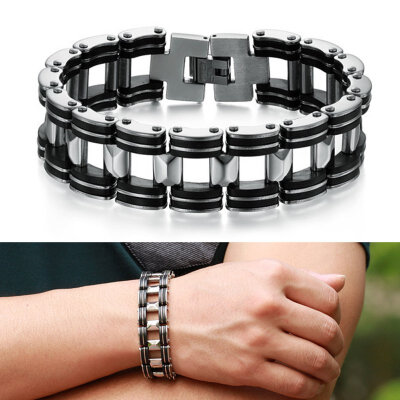 Mens Silver Stainless Steel Black Rubber Motorcycle Biker Chain Link Bracelet New Arrival
Mens Silver Stainless Steel Black Rubber Motorcycle Biker Chain Link Bracelet New Arrival