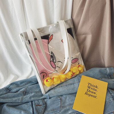 Jelly transparent big bag summer large-capacity cartoon womens bag new 2019 small fresh one-shoulder slant-style tote bag
Jelly transparent big bag summer large-capacity cartoon womens bag new 2019 small fresh one-shoulder slant-style tote bag