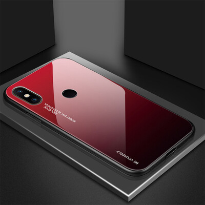 Mobile Phone Case For Redmi 6 Gradient Tempered Glass Hard Phone Case For Xiaomi Cases Accessories