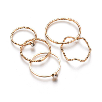 Fashion Women\s 5 Piece Wave Rings