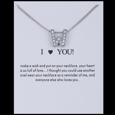 Sale 26 Letters Pandent I Love You Fashion Simple Silvery Chain Rhinestone Charm Crystal Women Necklace Jewelry Gift