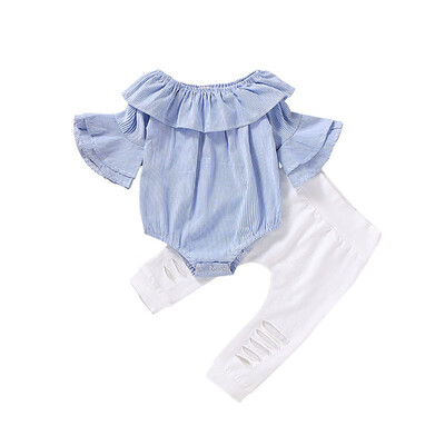 Autumn Casual Baby Girls Clothes Sets Flare Sleeve Cotton Striped Print Romper Tops Hole Design Pants Outfits Set
Autumn Casual Baby Girls Clothes Sets Flare Sleeve Cotton Striped Print Romper Tops Hole Design Pants Outfits Set