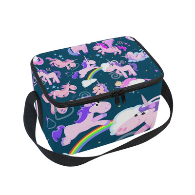 ALAZA Lunch Box Rainbow Unicorn Insulated Lunch Bag Large Cooler Tote Bagfor Men Women