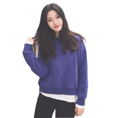 Women Fake Two-piece Stitching Loose Sweatshirt Round Neck Pullover Long Sleeve Casual Thin Section Solid Color Tops Femalr
Women Fake Two-piece Stitching Loose Sweatshirt Round Neck Pullover Long Sleeve Casual Thin Section Solid Color Tops Femalr