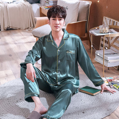 Couple Embroidery Ice Silk Pajamas Set Long-sleeved Trousers Casual Suit Home Service Button Cardigan Two-piece
Couple Embroidery Ice Silk Pajamas Set Long-sleeved Trousers Casual Suit Home Service Button Cardigan Two-piece