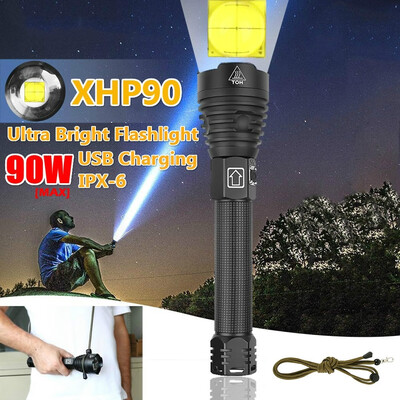 Newest XHP90 Outdoor 90W Hunting High Power LED Flashlight Telescopic Zoom USB Charging 26650 Ultra Bright Camping Tactical Torch
Newest XHP90 Outdoor 90W Hunting High Power LED Flashlight Telescopic Zoom USB Charging 26650 Ultra Bright Camping Tactical Torch