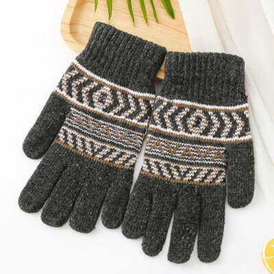 Women Men Comfortable Thicken Warm Winter Full Finger Knitted Mittens Knitted Gloves Soft Mittens