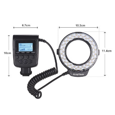 HD-130 Macro LED Ring Flash Light LCD Display 3000-15000K GN46 Power Control with 3 Flash Diffusers 8 Adapter Rings for Canon Niko
HD-130 Macro LED Ring Flash Light LCD Display 3000-15000K GN46 Power Control with 3 Flash Diffusers 8 Adapter Rings for Canon Niko