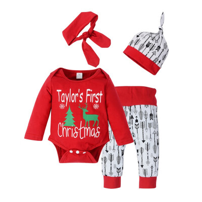 Hot Sale Christmas Childrens 4 Piece Set Long Sleeve Romper Pants Headwear Hat Set Kids Baby Clothing Set
Hot Sale Christmas Childrens 4 Piece Set Long Sleeve Romper Pants Headwear Hat Set Kids Baby Clothing Set