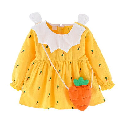 Spring Autumn Girls Dresses Cotton Long-sleeved Carrot Princess Dress Childrens Clothing Plus Accessories Musette Bag 
Spring Autumn Girls Dresses Cotton Long-sleeved Carrot Princess Dress Childrens Clothing Plus Accessories Musette Bag