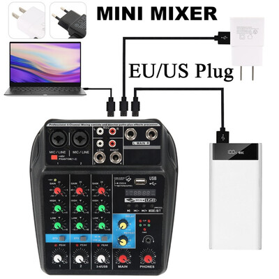 4 Channel USB Bluetooth Audio Mixer Portable Mini Mixer Mixing Console Protable Mini Mixer Audio Console Sound Card
4 Channel USB Bluetooth Audio Mixer Portable Mini Mixer Mixing Console Protable Mini Mixer Audio Console Sound Card