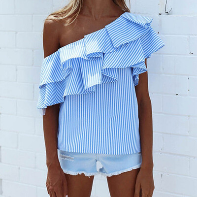 Women Sweet Loose Off-The-Shoulder Backless Irregular Ruffled Striped Blouse Sexy Strapless Blouse
Women Sweet Loose Off-The-Shoulder Backless Irregular Ruffled Striped Blouse Sexy Strapless Blouse