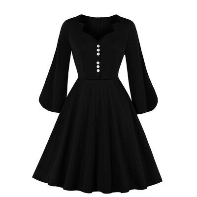 Tailored Womens Three Quarter V-Neck Solid Button High Waist Puff Sleeve Party Dress
Tailored Womens Three Quarter V-Neck Solid Button High Waist Puff Sleeve Party Dress