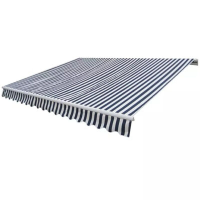 Folding Awning 10 Navy Blue & White