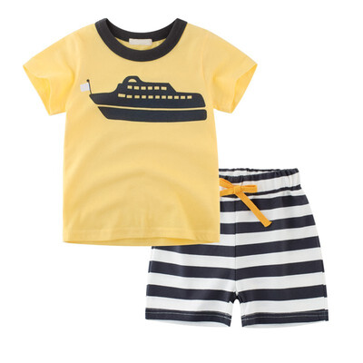 Kids Boys Casual Short Sleeve Outfits Sets Cartoon Car Aircraft Printed Tops T-shirt Stripe Shorts 2PCS
Kids Boys Casual Short Sleeve Outfits Sets Cartoon Car Aircraft Printed Tops T-shirt Stripe Shorts 2PCS