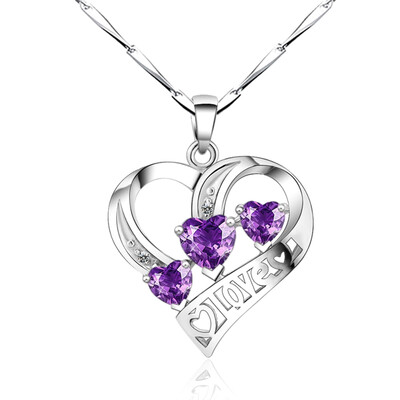 Casual 925 Sterling Silver Amethyst Topaz Diamond Necklace Love Heart Pendant Clavicle Chain Gift For Women
Casual 925 Sterling Silver Amethyst Topaz Diamond Necklace Love Heart Pendant Clavicle Chain Gift For Women