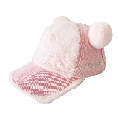 Kids Adjustable Hats Corduroy Ball Hat Baby Girl Winter Warmer Baseball Cap Breathable Patchwork Visors Hats