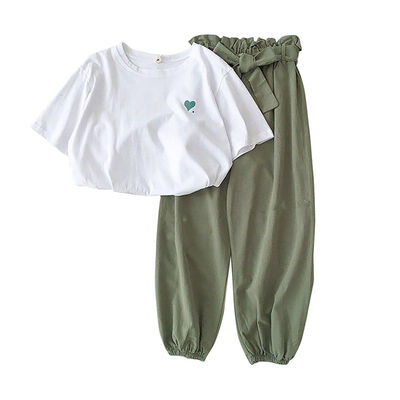 Female Students Wild Simple T-shirt Summer Loose Casual Harem Pants Suit White Shirt Green Pants Two-piece
Female Students Wild Simple T-shirt Summer Loose Casual Harem Pants Suit White Shirt Green Pants Two-piece