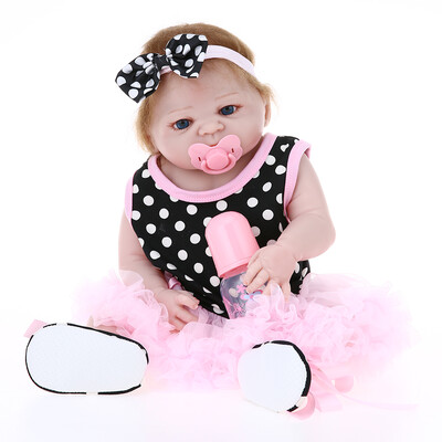 22inch 55cm Reborn Baby Doll Girl Full Silicone Princess Doll Baby Bath Toy With Clothes Lifelike Cute Gifts Toy Dot Cloth
22inch 55cm Reborn Baby Doll Girl Full Silicone Princess Doll Baby Bath Toy With Clothes Lifelike Cute Gifts Toy Dot Cloth