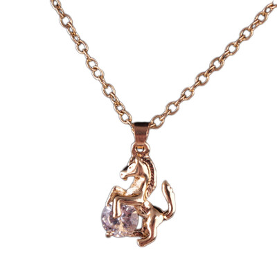 Korean Pony Animal Cute Animal Zircon Small Clavicular Pendant Necklace