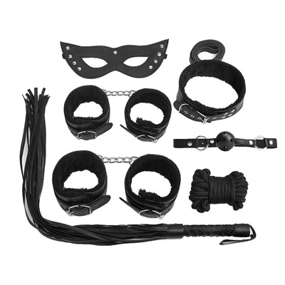 7pcsset Women Men Sexy Set Eye Mask Leather Whip Lash Neck Collar Mouth Ball Wristband Anklet Cotton Rope
7pcsset Women Men Sexy Set Eye Mask Leather Whip Lash Neck Collar Mouth Ball Wristband Anklet Cotton Rope