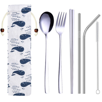 Portable Travel Dinneware Set Stainless Steel Spoon Straws Chopsticks Fork Set With Linen Bag Kitchen Tableware
Portable Travel Dinneware Set Stainless Steel Spoon Straws Chopsticks Fork Set With Linen Bag Kitchen Tableware
