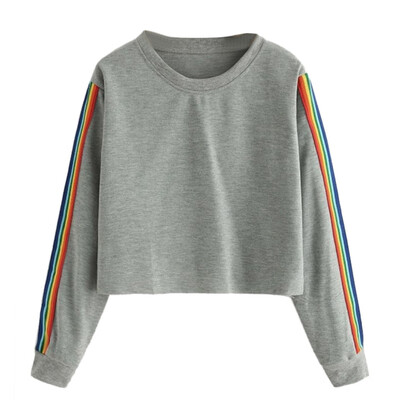 Women Autumn Winter O-neck Plus Size Loose Long-sleeved Short Color Strip Sweatshirt Sweet Tops
Women Autumn Winter O-neck Plus Size Loose Long-sleeved Short Color Strip Sweatshirt Sweet Tops