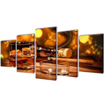 Canvas Wall Print Set Whiskey&Cigar 39" x 20