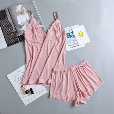 New Lace Sleep Lounge Pajama Set Sexy Rib Elastic Cozy Sleepwear Women Summer Pyjama Femme Fashion Solid Color Pajamas for Women
New Lace Sleep Lounge Pajama Set Sexy Rib Elastic Cozy Sleepwear Women Summer Pyjama Femme Fashion Solid Color Pajamas for Women