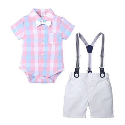 Summer Baby Boy Clothes Set Casual Short Sleeve Striped Plaid Romper & T-shirt Tops Strap Shorts Outfits Set
Summer Baby Boy Clothes Set Casual Short Sleeve Striped Plaid Romper & T-shirt Tops Strap Shorts Outfits Set
