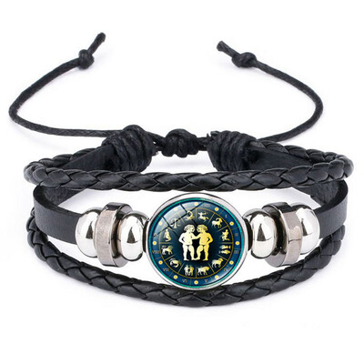 Bracelets Womens Mens 12 Constellations Vintage Alloy Time Stone Zodiac Signs Beaded Pu Woven Leather Fashion Punk Bracelet
Bracelets Womens Mens 12 Constellations Vintage Alloy Time Stone Zodiac Signs Beaded Pu Woven Leather Fashion Punk Bracelet