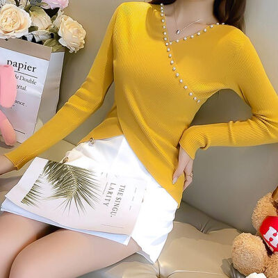 Sexy Cross V Neck Women Sweater New Slim Autumn Sweater Beaded Pullover Solid Color Loose Long-sleeved Knit Sweater
Sexy Cross V Neck Women Sweater New Slim Autumn Sweater Beaded Pullover Solid Color Loose Long-sleeved Knit Sweater
