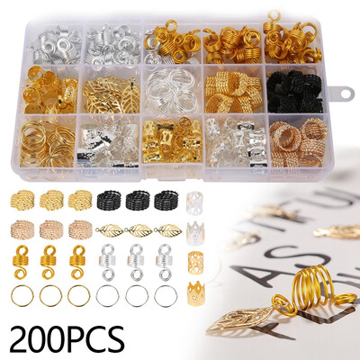 200Pcsbox Hair Braiding Bead Metal Sheets Ring Braid Dreadlocks Beads Clips Metal Hair Cuffs with Storage Box
200Pcsbox Hair Braiding Bead Metal Sheets Ring Braid Dreadlocks Beads Clips Metal Hair Cuffs with Storage Box
