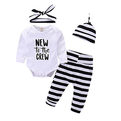 4Pcs Newborn Girls Boys Rompers Infant Long Sleeve Letter Print Jumpsuit Autumn Cotton Pants Headband Hats Outfits Set
4Pcs Newborn Girls Boys Rompers Infant Long Sleeve Letter Print Jumpsuit Autumn Cotton Pants Headband Hats Outfits Set
