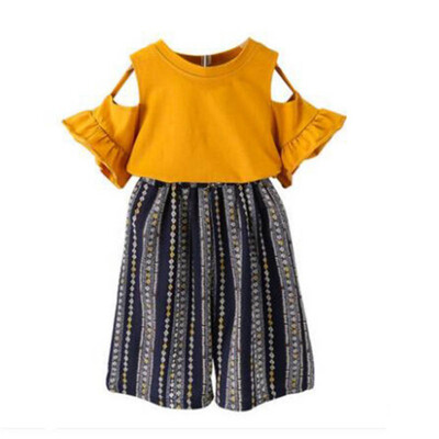 2019 baby girls clothes new summer suit off-the-shoulder trumpet sleeves shirt T-shirtwide-leg pants 2 sets
2019 baby girls clothes new summer suit off-the-shoulder trumpet sleeves shirt T-shirtwide-leg pants 2 sets