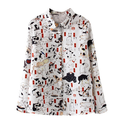 2019 New Korean Chic Floral Printing Short Sleeve Blouse Women Summer Cat Printed Shirt Tops Female Casual Loose Blusas
2019 New Korean Chic Floral Printing Short Sleeve Blouse Women Summer Cat Printed Shirt Tops Female Casual Loose Blusas