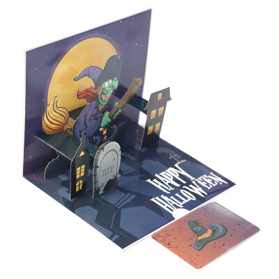 Flying evil witch 3D pop-up Halloween card trick or treat greeting card Halloween party invitation
Flying evil witch 3D pop-up Halloween card trick or treat greeting card Halloween party invitation