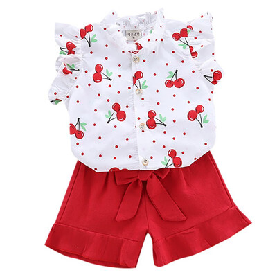 Baby Girls Clothes Summer 2pcs Children Clothing Fashion Flare Sleeve Cherry Print T-shirt TopsShorts Costume Set
Baby Girls Clothes Summer 2pcs Children Clothing Fashion Flare Sleeve Cherry Print T-shirt TopsShorts Costume Set
