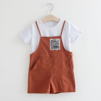 Childrens Clothing Set Girl Short Sleeve Solid T shirtStrap Shorts Set Cotton Casual Outfits Summer
Childrens Clothing Set Girl Short Sleeve Solid T shirtStrap Shorts Set Cotton Casual Outfits Summer