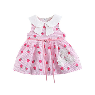 Baby Summer Girls Dress Round Neck Cotton Strawberry Stripe Print Princess Cute Sweet Stitching Sleeveless Dress
Baby Summer Girls Dress Round Neck Cotton Strawberry Stripe Print Princess Cute Sweet Stitching Sleeveless Dress