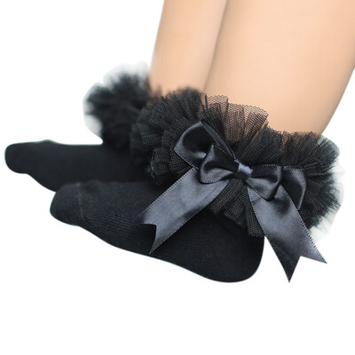 Baby Girls Ankle Socks Toddler Kids Bowknot Lace Cotton Socks