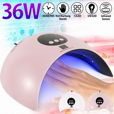 Premium 36W 12LED Smart Infrared Sensor UV Sunlight Nail Dryer Lamp Gel Polish Curing Timing Manicure Machine USB 3 Timers
Premium 36W 12LED Smart Infrared Sensor UV Sunlight Nail Dryer Lamp Gel Polish Curing Timing Manicure Machine USB 3 Timers