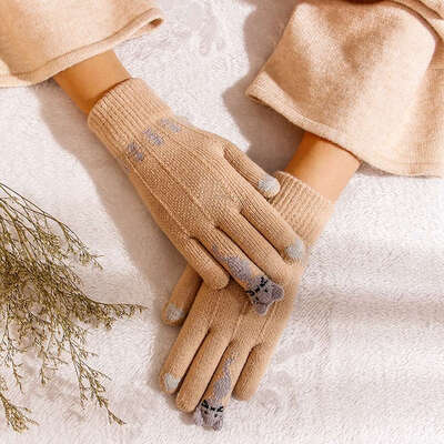Warm Winter Knitted Full Finger Gloves Mittens Women Cute Cartoon Cats Touchable Screen Gloves
Warm Winter Knitted Full Finger Gloves Mittens Women Cute Cartoon Cats Touchable Screen Gloves