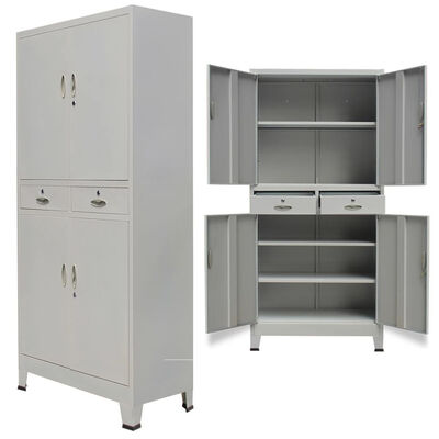 Office Cabinet with 4 Doors Steel 354"x157"x709" Gray