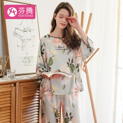 Fen Teng 2019 spring&summer new elegant printing casual silk long sleeve pajamas ladies home service ladies pajamas J980A11203 light gray green
Fen Teng 2019 spring&summer new elegant printing casual silk long sleeve pajamas ladies home service ladies pajamas J980A11203 light gray green