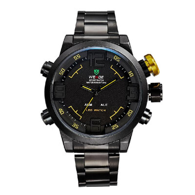 WEIDE WH2309 Dual Display Two Movement Quartz Digtal Men Watch 3ATM Waterproof LED Backlight Dual Time Zone Week Alarm Month Calen
WEIDE WH2309 Dual Display Two Movement Quartz Digtal Men Watch 3ATM Waterproof LED Backlight Dual Time Zone Week Alarm Month Calen