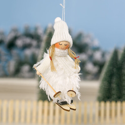Gobestart Christmas Tree Decoration Pendant Wool Feathers Ski Doll Pendant Hanging Party