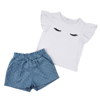 2PcsSet Summer Baby Girls Casual Flare Sleeve Cartoon Eyes Print T-shirt TopsDot Shorts Suits Costume Set
2PcsSet Summer Baby Girls Casual Flare Sleeve Cartoon Eyes Print T-shirt TopsDot Shorts Suits Costume Set