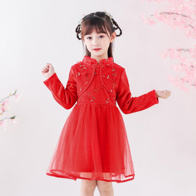 Children Dress 1-7T Autumn Winter Girls Cute Mesh Stitching Plus Velvet Embroidery Princess Long-Sleeved Sweet Cheongsam Dress
Children Dress 1-7T Autumn Winter Girls Cute Mesh Stitching Plus Velvet Embroidery Princess Long-Sleeved Sweet Cheongsam Dress